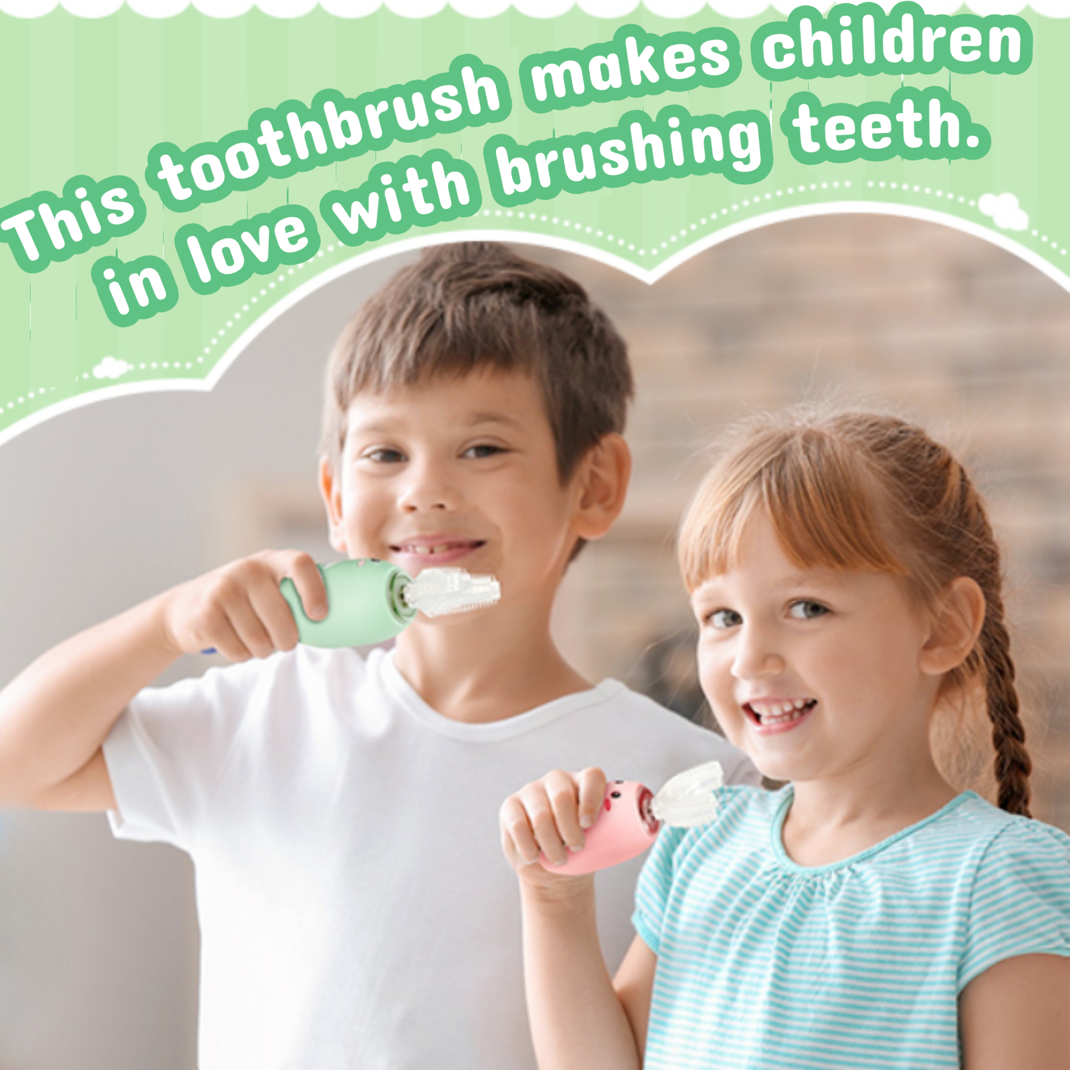 Premium electric U-shaped children's toothbrush