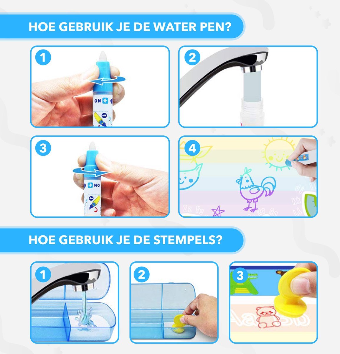 Magic Water Drawing Mat | Learn to read, write, draw & count